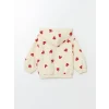 LCW Kids Ekru Kapüşonlu Uzun Kollu Kız Bebek Fermuarlı Sweatshirt