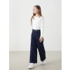 LCW Kids Indigo Beli Ayarlanabilir Lastikli Kız Çocuk Jean Pantolon