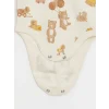 LCW baby Ekru Bisiklet Yaka Baskılı Erkek Bebek Çıtçıtlı Bodysuit 2li