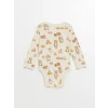 LCW baby Ekru Bisiklet Yaka Baskılı Erkek Bebek Çıtçıtlı Bodysuit 2li