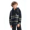LCW Kids Lacivert Kapüşonlu Ekose Erkek Çocuk Gömlek Ceket