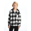 LCW Kids Siyah Kapüşonlu Ekose Erkek Çocuk Gömlek Ceket