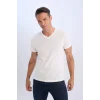 Defacto D7938 Beyaz %100 Pamuk Regular Fit V Yaka Pamuklu Basic Düz Kısa Kollu Tişört