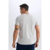 Defacto D7938 Gri %100 Pamuk Regular Fit V Yaka Pamuklu Basic Düz Kısa Kollu Tişört