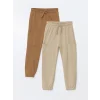 LCW Kids Bej Beli Lastikli Basic Kalın Erkek Bebek Jogger Eşofman Alt 2li