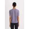 Defacto D2296 Mor DeFactoFit Standart Fit Bisiklet Yaka Sporcu Basic Düz Kısa Kollu Tişört