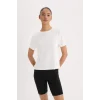 Defacto D2296 Ekru DeFactoFit Standart Fit Bisiklet Yaka Sporcu Basic Düz Kısa Kollu Tişört