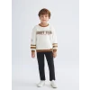 LCW Kids Bej Bisiklet Yaka Baskılı Erkek Çocuk Sweatshirt