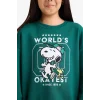 Defacto F1089A8GN1116 Yeşil Kız Çocuk Snoopy Oversize Geniş Kalıp Bisiklet Yaka Sweatshirt