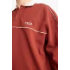 Defacto F0116AXBR311 Bordo Boxy Fit Rahat Kesim Polo Yaka Baskılı Sweatshirt