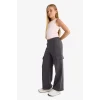 Defacto E6930A8AR220 Antrasit Kız Çocuk Beli Lastikli Wide Leg Kargo Eşofman Altı