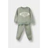 Defacto G1463A5KH434 Haki Erkek Bebek 2li Takım Baskılı Sweatshirt Eşofman Altı