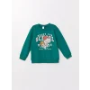 LCW Kids Yeşil Bisiklet Yaka Uzun Kollu Erkek Çocuk Sweatshirt