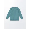 LCW Kids Yeşil Bisiklet Yaka Kalın Baskılı Erkek Bebek Sweatshirt