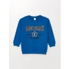 LCW Kids Mavi Bisiklet Yaka Uzun Kollu Baskılı Erkek Çocuk Sweatshirt