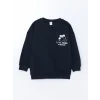 LCW Kids Indigo Bisiklet Yaka Baskılı Kalın Erkek Çocuk Sweatshirt