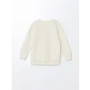 LCW Kids Bej Bisiklet Yaka Uzun Kollu Kalın Baskılı Erkek Bebek Sweatshirt