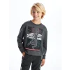 LCW Kids Antrasit Bisiklet Yaka Erkek Çocuk Sweatshirt