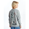 LCW Kids Gri Bisiklet Yaka  Baskılı Uzun Kollu Erkek Çocuk Sweatshirt