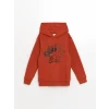 LCW Kids Turuncu Kapüşonlu Baskılı Erkek Çocuk Sweatshirt