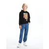 LCW Kids Siyah Kapüşonlu Erkek Çocuk Sweatshirt