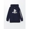 LCW Kids Lacivert Kapüşonlu Baskılı Erkek Çocuk Sweatshirt