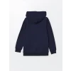LCW Kids Lacivert Kapüşonlu Baskılı Erkek Çocuk Sweatshirt