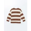 LCW Kids Kahverengi Bisiklet Yaka Çizgili Kalın Erkek Çocuk Sweatshirt