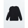 LCW Kids Siyah Bisiklet Yaka Baskılı Uzun Kollu Erkek Çocuk Sweatshirt