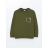 LCW Kids Yeşil Bisiklet Yaka Baskılı Erkek Çocuk Sweatshirt