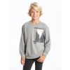LCW Kids Gri Bisiklet Yaka Erkek Çocuk Sweatshirt