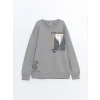 LCW Kids Gri Bisiklet Yaka Erkek Çocuk Sweatshirt