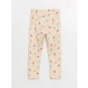 LCW Kids Ekru Beli Lastikli Baskılı Kız Çocuk Tayt 2li