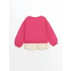 LCW Kids Fuşya Bisiklet Yaka Nakışlı Kız Çocuk Sweatshirt