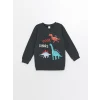 LCW Kids Antrasit Bisiklet Yaka Uzun Kollu Baskılı Erkek Çocuk Sweatshirt 2li