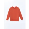 LCW Kids Kahverengi Bisiklet Yaka Erkek Çocuk Kalın Sweatshirt