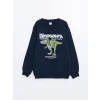 LCW Kids Lacivert Bisiklet Yaka Erkek Çocuk Kalın Sweatshirt