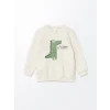 LCW Kids Bej Bisiklet Yaka Baskılı Erkek Bebek Sweatshirt 2li