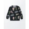 LCW Kids Bej Bisiklet Yaka Baskılı Erkek Bebek Sweatshirt 2li