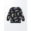 LCW Kids Bej Bisiklet Yaka Baskılı Erkek Bebek Sweatshirt 2li