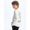 LCW Kids Ekru Bisiklet Yaka Erkek Çocuk Sweatshirt