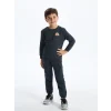 LCW Kids Antrasit Bisiklet Yaka Baskılı Uzun Kollu Erkek Çocuk Sweatshirt