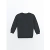 LCW Kids Antrasit Bisiklet Yaka Baskılı Uzun Kollu Erkek Çocuk Sweatshirt