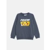 LCW Kids Gri Bisiklet Yaka Baskılı Erkek Çocuk Sweatshirt