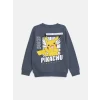 LCW Kids Gri Bisiklet Yaka Baskılı Erkek Çocuk Sweatshirt