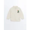 LCW Kids Bej Dik Yaka Baskılı Uzun Kollu Erkek Bebek Sweatshirt