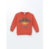 LCW Kids Turuncu Bisiklet Yaka Baskılı Kalın Erkek Çocuk Sweatshirt