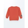 LCW Kids Turuncu Bisiklet Yaka Baskılı Kalın Erkek Çocuk Sweatshirt