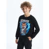 LCW Kids Siyah Bisiklet Yaka Erkek Çocuk Sweatshirt
