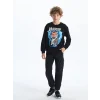 LCW Kids Siyah Bisiklet Yaka Erkek Çocuk Sweatshirt